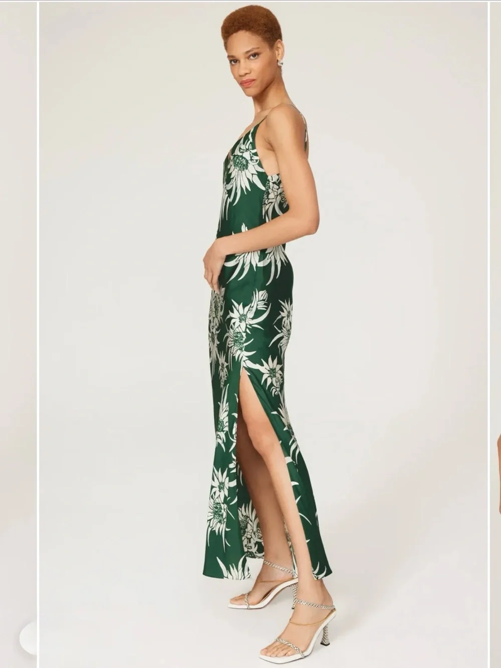 Rag & Bone Larissa Silk Slip Dress in Green Multi Size 6 - Picture 12 of 13